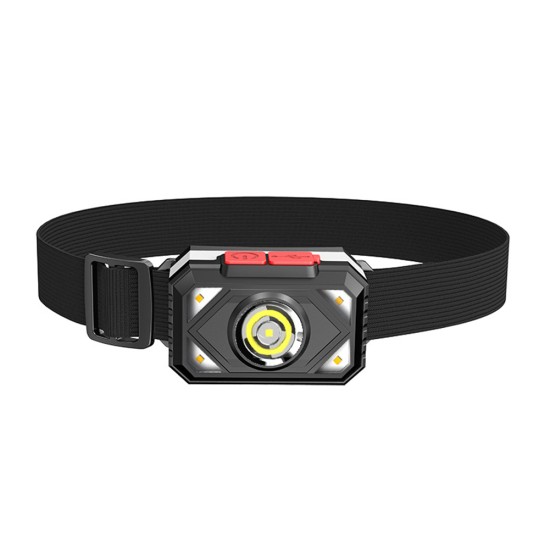 Outdoor Led Headlamp 7-levels Usb Charging Strong Light Long-range Portable Emergency Light Black