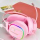 V10 Wired Headset with Microphone Stereo Lightweight Colorful RGB Gaming Headphones Pink