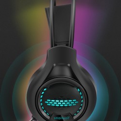 Wired  Headset, Head-mounted Ak3 Luminous Desktop Computer Stereo Gaming Headphones, With Noise Reduction 360° Sensitive Microphone Black 3.5MM double plug