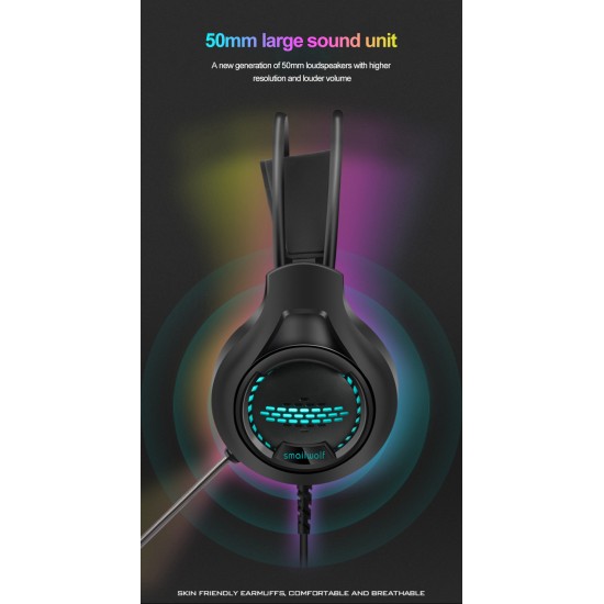 Wired  Headset, Head-mounted Ak3 Luminous Desktop Computer Stereo Gaming Headphones, With Noise Reduction 360° Sensitive Microphone Black 3.5MM double plug