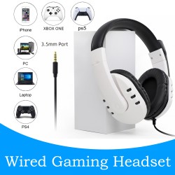 Wired Gaming Headphones 3.5mm For Ps5/ps4/pc/switch/x-one(s)/x-360 Noise Canceling Headphone white