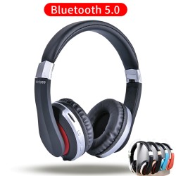 Wireless Headphones Bluetooth Headset Foldable Stereo Gaming Earphones with Microphone Support TF Card for IPad Mobile Phone Silver