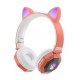 Wireless Headset Cat Ear Bluetooth 5.0 RGB Luminous Headphone Music Sports Gaming Earphone Children Gift Orange