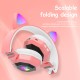 Wireless Headset Cute Cat Ear Bluetooth-compatible 5.0 Rgb Luminous Headphone Music Sports Gaming Earphone Children Gift Dark Purple