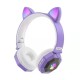 Wireless Headset Cute Cat Ear Bluetooth-compatible 5.0 Rgb Luminous Headphone Music Sports Gaming Earphone Children Gift Light Purple