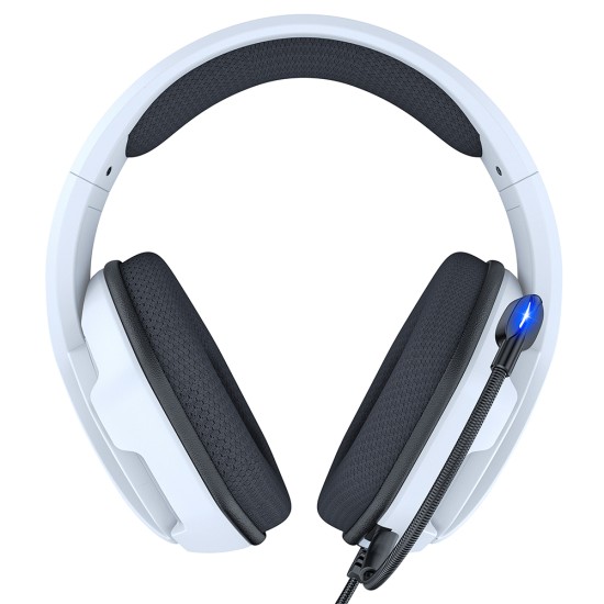 X27 Ear-mounted Wired Headset with HD Microphone Luminous RGB Noise-cancelling Gaming Headphones for PC Video Game White