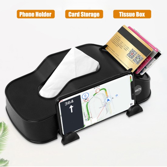 3-in-1 Portable Car Tissue  Box Simple Tissue Case Mobile Phone Holder Memory Card For Home Office Car Styling Accessories black