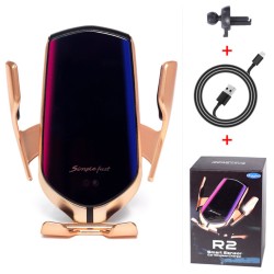 Car 10W Wireless Infrared Charger 360° Rotation Automatic Clamping Bracket Holder for Mobile Phone Huawei Samsung Gold