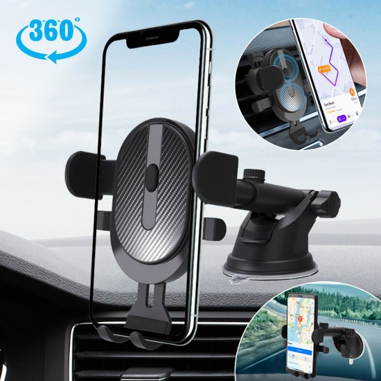 Car Dashboard Cell Phone Holder 360-degree Rotation Stand Vent Mount Bracket Black