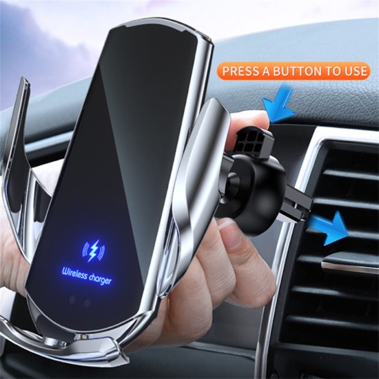 Car Wireless Charger Phone Bracket Navigation Fixing Frame Fast Charging Auto Holder Black