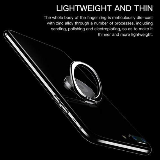 Luxury Spin Finger  Ring  Mobile  Phone  Holder, 360 Degree Rotatable Magnet Metal Smartphone Socket, For Magnetic Car Mount Stand silver