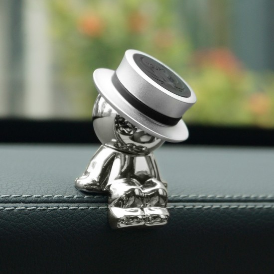 Mad Hat Funny Mobile Phone Stand Suction Cup Magnet Car Decoration Cell Phone Holder black- A