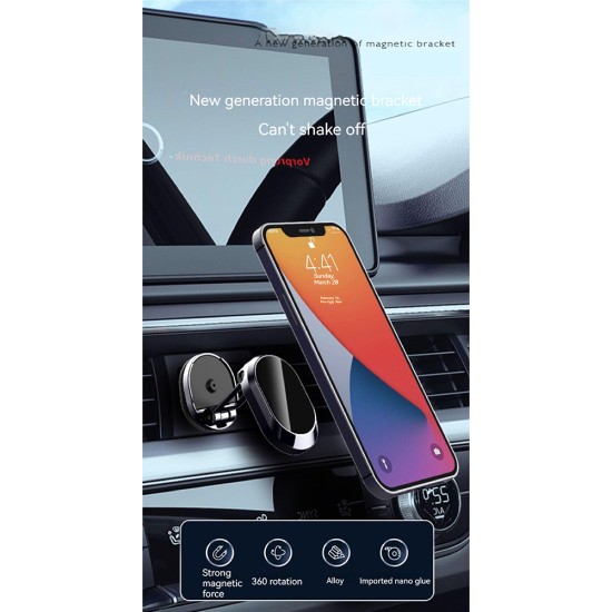 Magnetic Car Phone Holder 360 Rotating Multi-angle Support Folding Black Silver