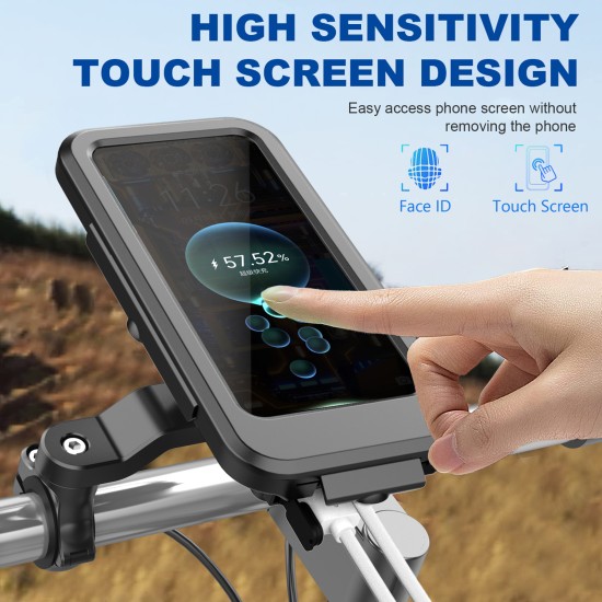 Motorcycle Bicycle Handlebar Phone Holder Wireless Charger Waterproof Black