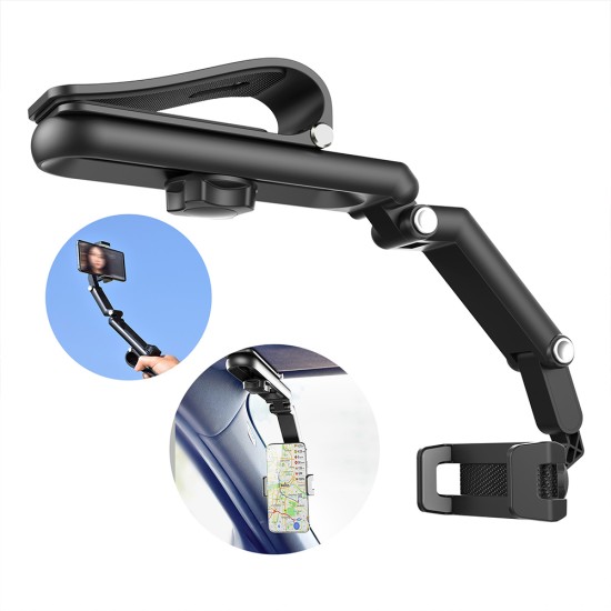 Multifunctional Mobile Phone Holder Car Rearview Mirror Rear Seat Video Photo Shooting Kitchen Desktop Phone Bracket grey