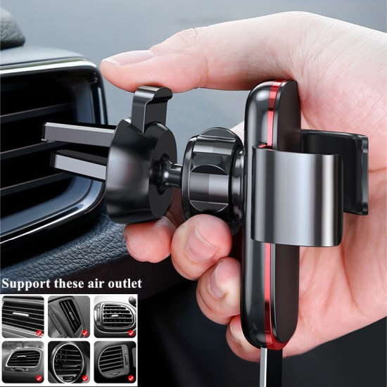 Vehicle Mount Air Outlet Phone Auto-locked Gravity Universal Phone Stand Mount Space gray