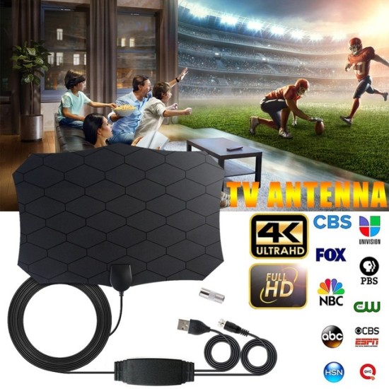 120 Miles Digital TV Antenna 25DB HDTV Antenna with Amplifier Signal Booster Radius Fox DVB-T2 Indoor Satellite Grid Aerial As shown