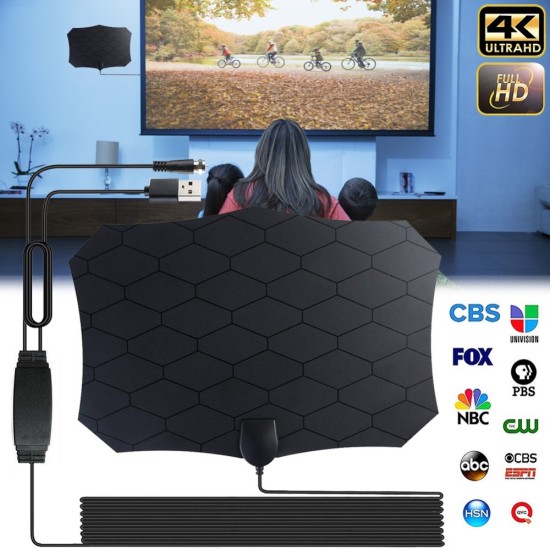 120 Miles Digital TV Antenna 25DB HDTV Antenna with Amplifier Signal Booster Radius Fox DVB-T2 Indoor Satellite Grid Aerial As shown