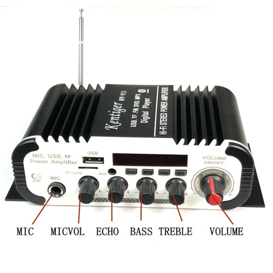 HY-V11 80W Mini Car Motorcycle Boat Power Amplifier HiFi Stereo AMP FM MP3 Audio 2CH