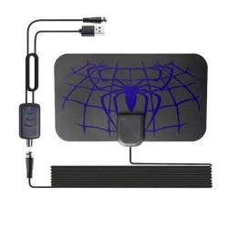 Indoor Digital Hdtv Antenna with Detachable Signal Amplifier Converter Spider Pattern Purple