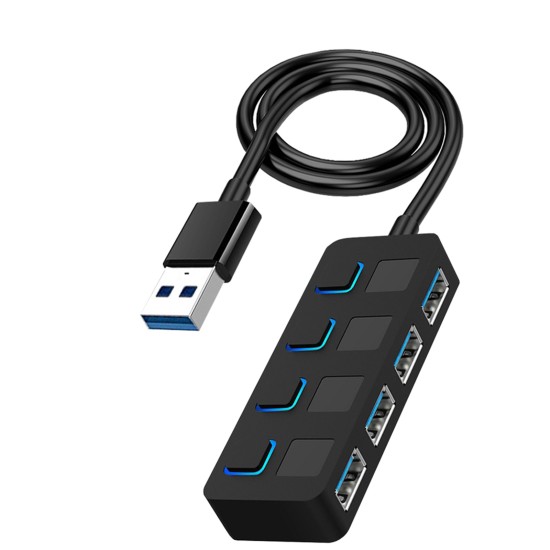 4-port Usb 3.0 Hub Data Usb Splitter Laptop Adapter for Windows 10/8/7 Vista Black