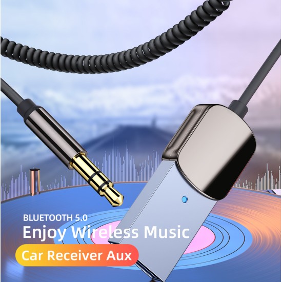 Car 5.0 Bluetooth-compatible  Receiver 3.5mm Jack Aux Receiver Handsfree Speaker Audio Music Fm Transmitter EB01 Receiver