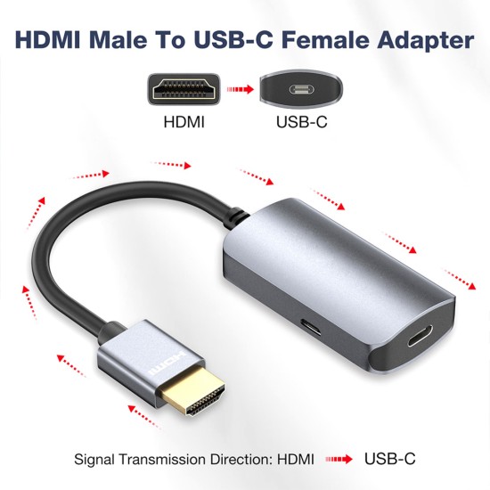 Metal Connector Hdmi-compatible To PD Male To Female One-way Video Cable Silver