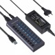 Usb 3.0 Hub 10-port Hub Docking Station with Independent Switch Usb Splitter for Pc Laptop Accessories EU Plug