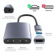 Usb 3.0 To Dual Hdmi-compatible Adapter 4-in-1 Audio Converter Usb Hub 3.5mm Audio for Windows 7/8/10 Silver Grey