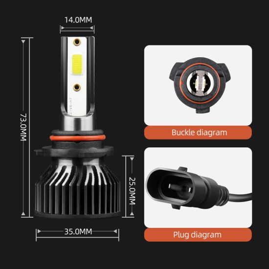 1 Pair Aluminum Alloy Car  Led  Headlight F2 White Light 12000/min Ip68 Waterproof Heatproof Motorcycle Light H3