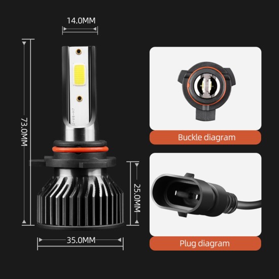 1 Pair Aluminum Alloy Car  Led  Headlight F2 White Light 12000/min Ip68 Waterproof Heatproof Motorcycle Light H3