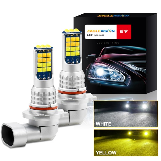 1 Pair Aluminum Car V6 High-brightness Dual-color Fog Lamp Car Light 9005