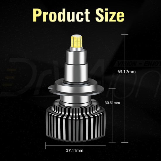 1 Pair Metal Car Headlight Bulbs G12 8 Sides 360 Degree H4 H7 9005 Led Car Lamp Universal