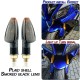 1 Pair Motorcycle Light E-mark Certified Long Short 14led Turn Signal Light Lattice shell/smoked black lenses