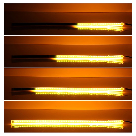 1 pair Ultrafine Cars LED Daytime Running Lights White Turn Signal Yellow Guide Strip for Headlight 30CM ice blue yellow