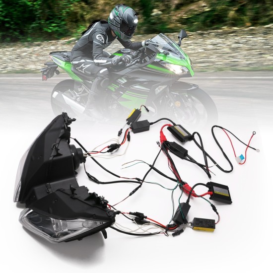 1 set LED headlight Assembly Angel Eyes for Kawasaki NINJA 250 300 ZX6R ZX 6R 13-16 black