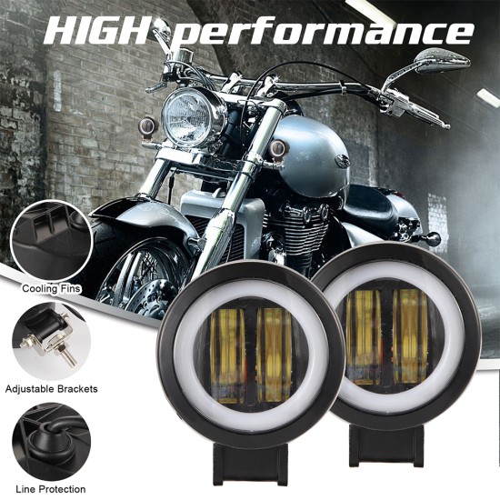 1/2 Pcs 3 Inch 40W Fog Light White 6000K Waterproof Round Led Angel Eye Light Strip Off-Road Vehicle Marine Work Light Motorcycle Light black_2PCS