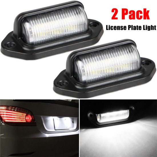 2PCS 6LED 12-24V License Plate Light Car Boat Truck Trailer Step Lamp White light