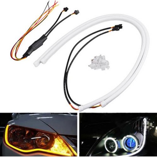 2PCS LED strip car Running light Angel Eyes LED Tube Strip Daytime Running Lights Flexible LED 30CM