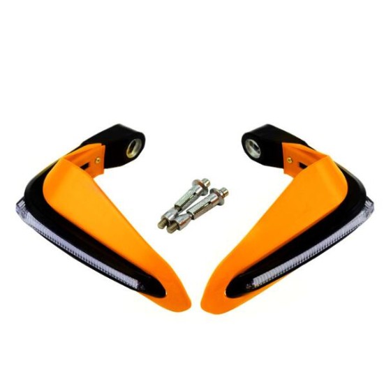 2PCS Motorcycle Handguards Modified Handle Windshield 1.5cm Handlebars LED Light Wind Shield yellow