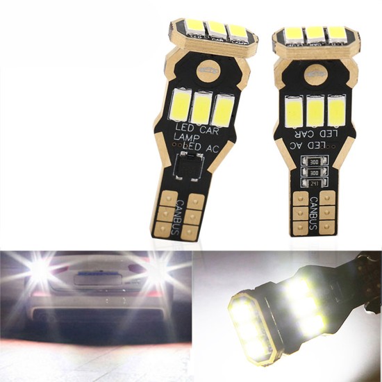 2Pcs Car LED Reversing  Light T15 5730 9smd 5630 9 Lights Decoding Display Width Light White light