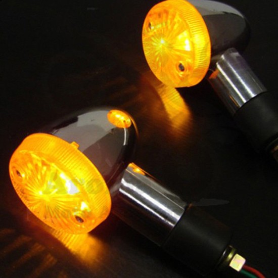 2Pcs Motorcycle Turn Signal Light Indicators Blinkers Amber Yellow