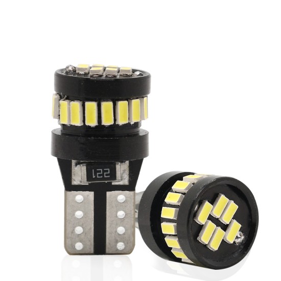 2Pcs T10 LED Canbus W5W LED Bulb Auto Lamp 3014 24SMD Car Interior Light Bulb White  White light