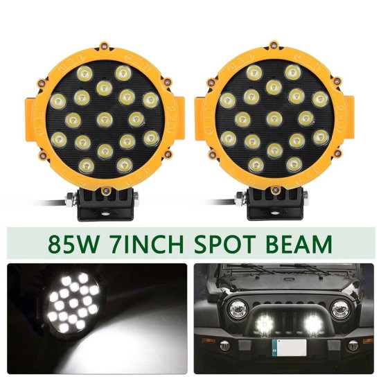 2pcs 7 Inch 51w Aluminum Alloy Led  Work  Light Bar Multifunctional High Power Super Bright Modified Off-road Spotlight Fog Lamp yellow