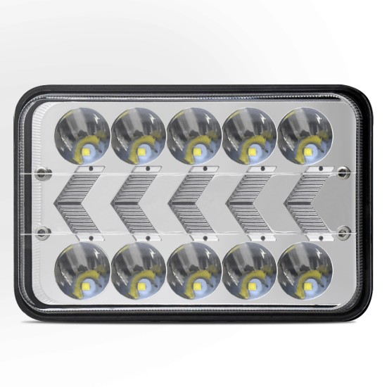 2pcs Aluminum 5 Inches 4x6 Truck Square Lights With Dynamic Sequential Turn Signal With H4 to 3 pin line