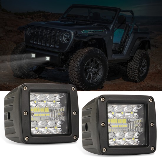 2pcs Aluminum Flush Mount Led Pods 48W Spot Flood Combo Off Road Led Recessed Driving Pods For Ute Bumper Reverse Lamps;