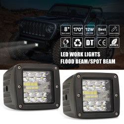 2pcs Aluminum Flush Mount Led Pods 48W Spot Flood Combo Off Road Led Recessed Driving Pods For Ute Bumper Reverse Lamps;