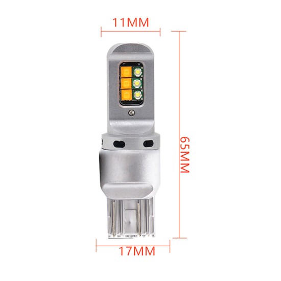 2pcs Car Led Brake Light 2-color Light 12smd 3535 Turn Signal Decoding Anti-stroboscopic Light 7443