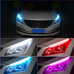 2pcs Daytime Running Light Switch With Wireless Remote Control Tube Guide Car Led Strip Turn Signal Light Bar Colorful_45CM