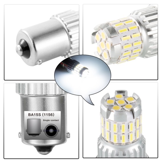 2pcs Fast Heat Disspation Aluminum LED Bulb for Drviaion 1156/1157Canbus Light White light_1157 bay15d p21-5w